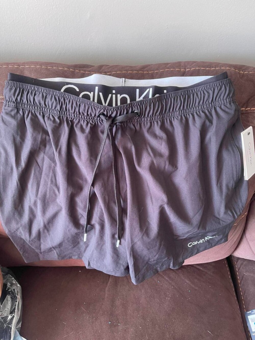 Calvin Klein Black Intense Power Double Waistband Swim Shorts